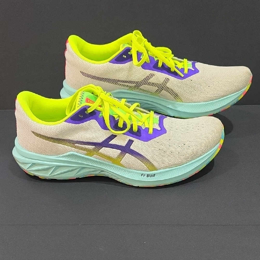 ASICS Dyna Blast 2 Womens White and Neon Running Shoes Size 11.5